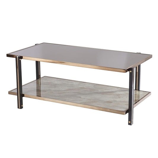Thornsett Cocktail Table with Mirrored Top - Transitional Design, Champagne Glass and Wood - Ideal for Living Room, Family Room (CK1131200)