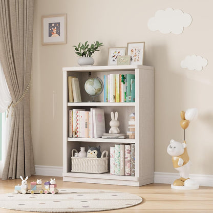 3 -Tier Bookcase, 42" Tall Book Shelf(White)