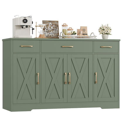 Kitchen Buffet Sideboard Storage Cabinet, Coffee Bar Cabinet, Green