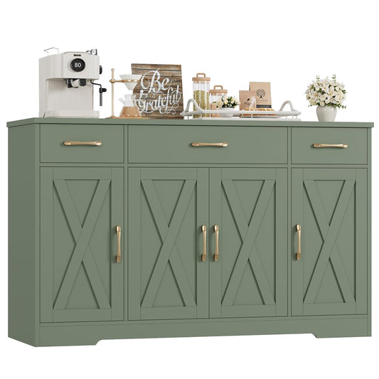 Kitchen Buffet Sideboard Storage Cabinet, Coffee Bar Cabinet, Green