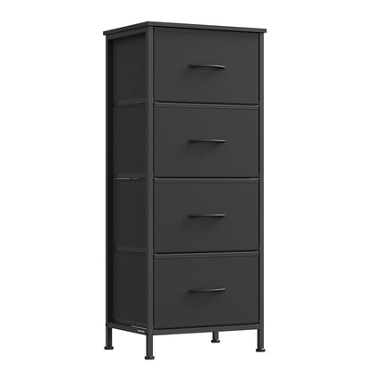 SONGMICS Dresser for Bedroom, Chest of Drawers, Steel, MDF, 4 Non-Woven Fabric Drawers, Storage Organizer Unit, Closet, Entryway, Ink Black and Ebony Black ULGS314B01S