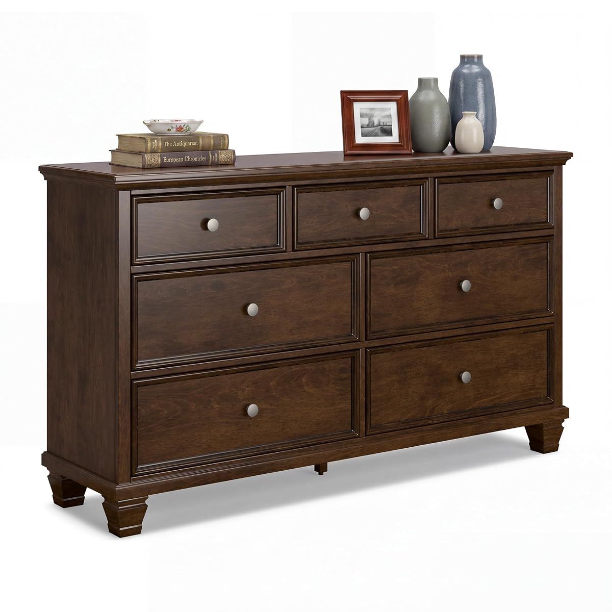 Signature Design by Ashley Traditional 7 Drawer Dresser, Dark Cherry