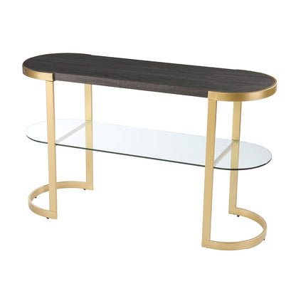 Otsento Console Table - Transitional Design, Black Glass and Wood - Ideal for Entryway, Living Room (CM1104303)