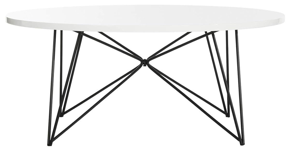 Safavieh Home Collection Maris Modern White Lacquer Round Hairpin Leg Coffee Table