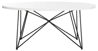 Safavieh Home Collection Maris Modern White Lacquer Round Hairpin Leg Coffee Table