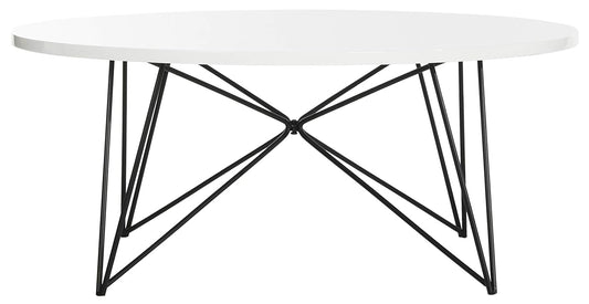 Safavieh Home Collection Maris Modern White Lacquer Round Hairpin Leg Coffee Table