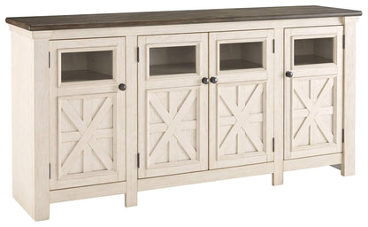 Signature Design by Ashley TV Stand, 74" Farmhouse, White/Weathered Gray