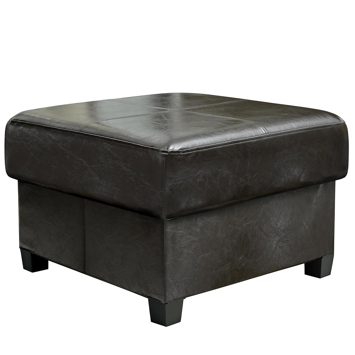 Square Storage Ottoman, Cube Ottoman with Legs, Leather Foot Stool | Footrest, PU Leather Ottoman with Storage, Upholstered Folding Bench for Living Room, Bedroom, 23.6 x 23.6 x15 Inches