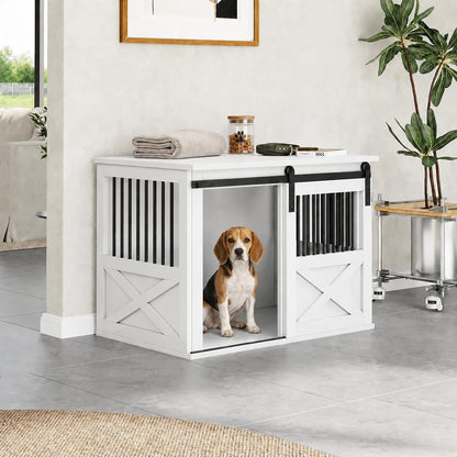 36" Wooden Dog Crate Furniture,Big Kennel Pet Cage End Table for Indoor
