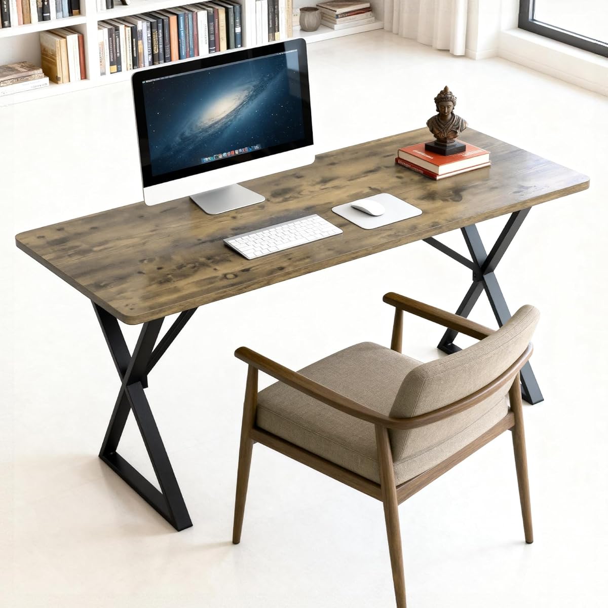 Heavy Duty Office Desk 47.2" – 800 lbs Capacity, 45 lbs Net Weight Computer Workstation, 1" Thicker Desktop, Strong Metal Frame, No Wobble for Home Office Gaming Vintage Gray