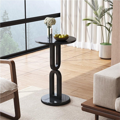 Solid Wood Round Side Table - Small Aent Table for Living Room, Bedroom, or Study - Perfect Corner Coffee Table for Small Spaces & Home Decor (Black)