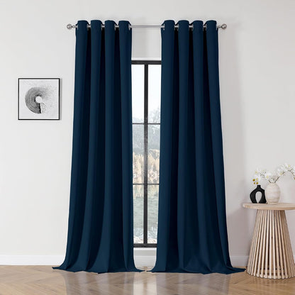 Blackout Curtains 120 Inch Length 2 Panels Set, Thermal Insulated Long Curtains& Drapes 2 Burg, Curtains for Living Room Bedroom Window(Navy Blue, W52 x L120 Inch)