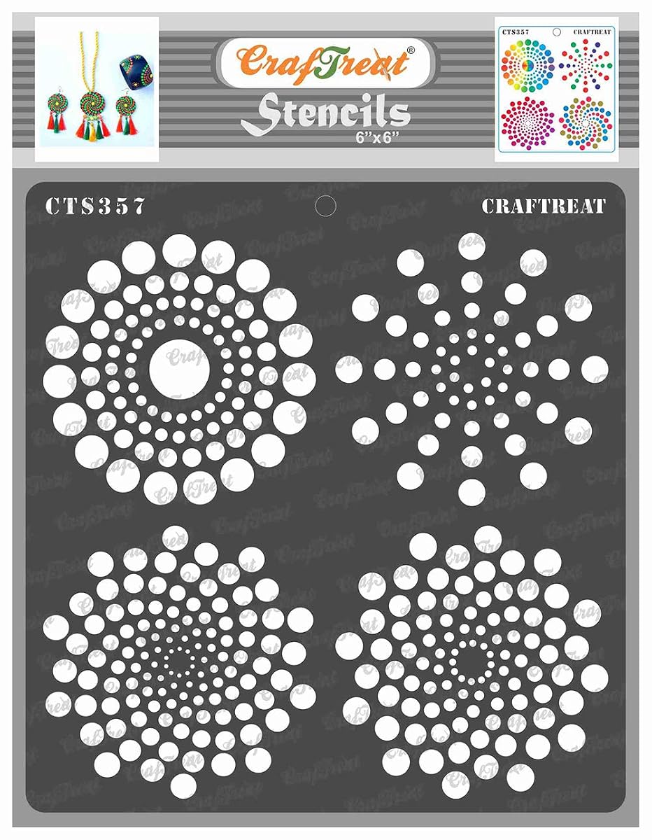 Stencils for Scrapbooking Dot Mandala Stencils for Painting on Wood, Walls, Furniture, Floor, Tile, Canvas & Fabric – Spiral Dot Pattern Reusable Wall Stencil 6x6 Inches