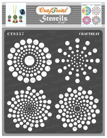 Stencils for Scrapbooking Dot Mandala Stencils for Painting on Wood, Walls, Furniture, Floor, Tile, Canvas & Fabric – Spiral Dot Pattern Reusable Wall Stencil 6x6 Inches