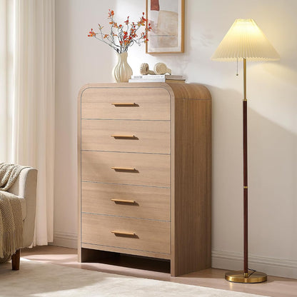 Curved 5 Drawer Dresser for Bedroom, 31'' Wide Chest of Drawers