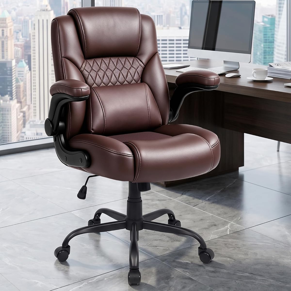 Home Office Chair with Lumbar Support, 5" Thickened Seat