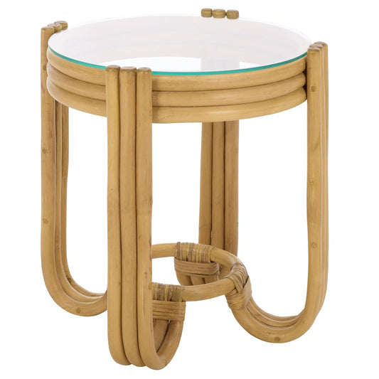 SAFAVIEH Furniture - Bilian Round Accent Table - Natural Rattan - Fully Assembled - Ideal for Living Room, Bedroom, 17.7" W x 17.7" D x 18" H (ACC9900B)