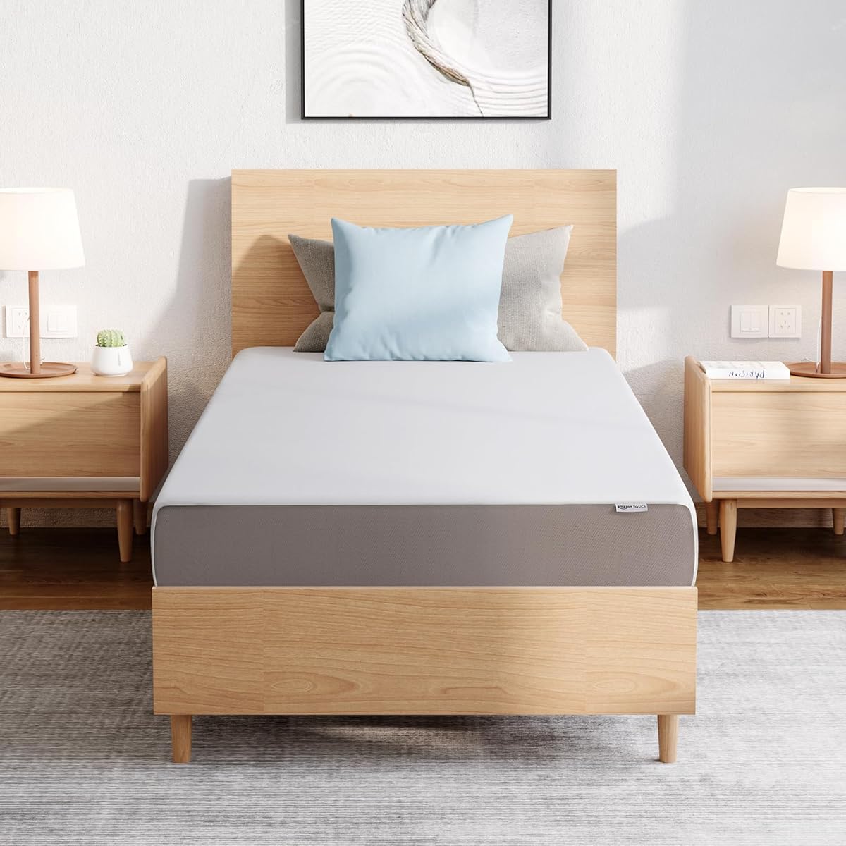 Plush Memory Foam Mattress, Breathable, 8 Inch, Full, White/Grey, 75 x 54 x 8 inches