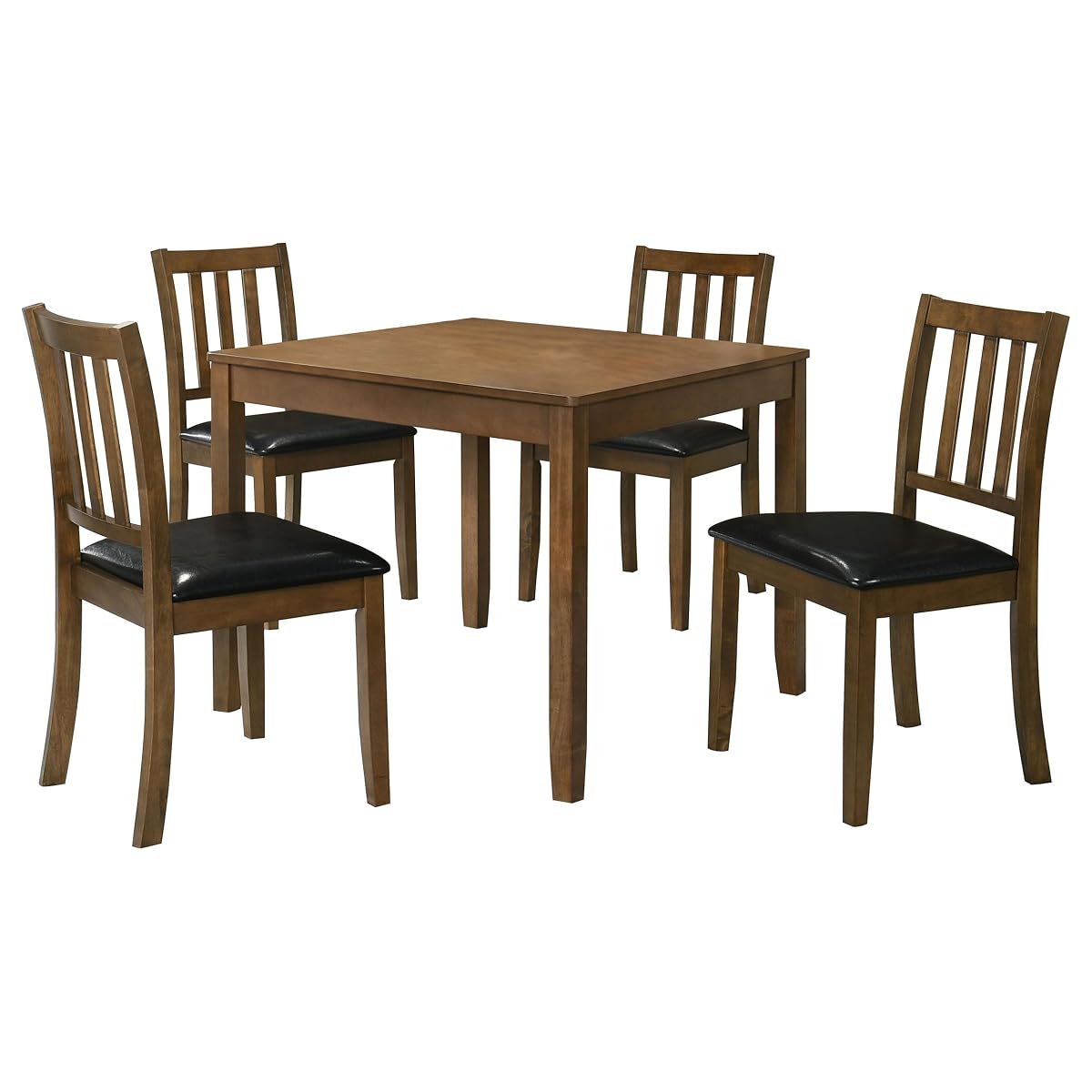 Coaster Home Furnishings - Parkwood - Wood - 5-Piece Square Dining Table Set – Rustic Dining Set with Vertical Slat Back Chairs and Black Seat - Dining Room or Kitchen - Honey Brown - 150400