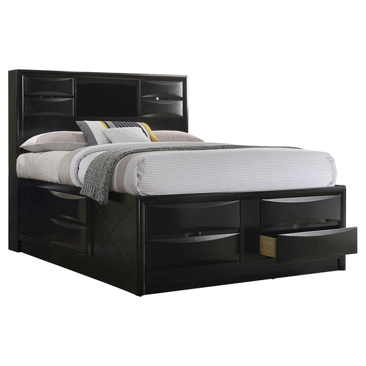 Coaster Home Furnishings Briana Transitional 5-Piece Bedroom Set California King Size Storage Bookcase Bed Frame 56-inch Headboard Black 202701KW-S5