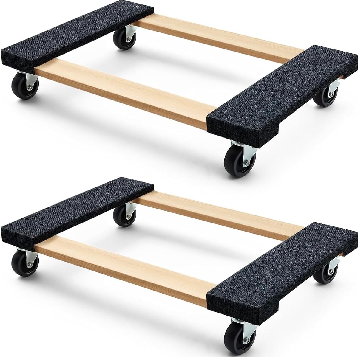 79545 30 in. x 18 in. Hardwood Furniture Moving Dolly 1,320 lbs. Capacity – 4 Swivel Wheels Heavy-Duty Furniture Dollies, 2 Pack