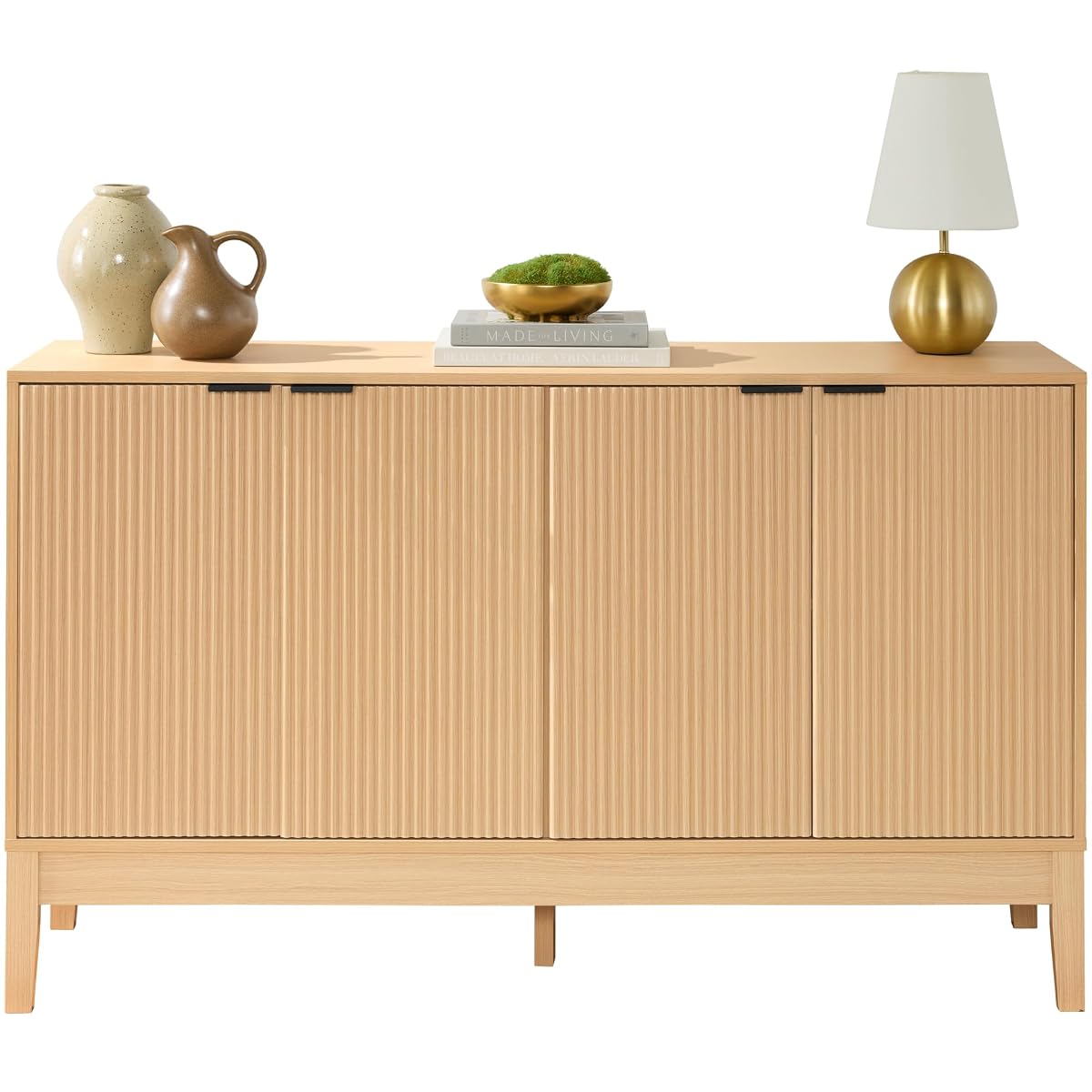 55" Modern 4-Door Sideboard Storage Cabinet, Buffet, Media Cabinet, Cupboard