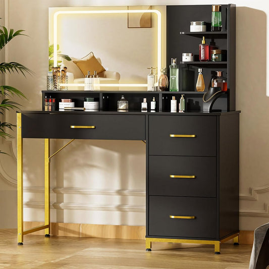 Vanity Desk with Mirror and Lights