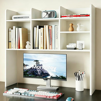 Desk Hutch Dorm, Desktop Bookshelf with 7 Shelves