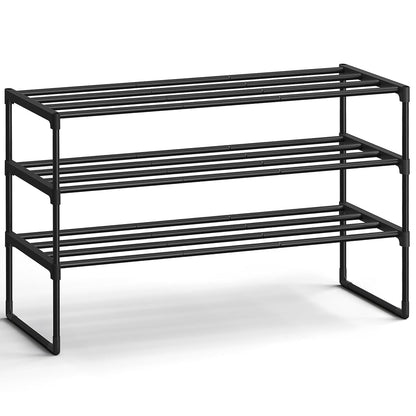 Shoe Rack, 3-Tier Shoe Organizer, Metal Storage Shelf