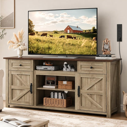 TV Stand for 75 Inch TV, Entertainment Center with Storage & Power Outlet