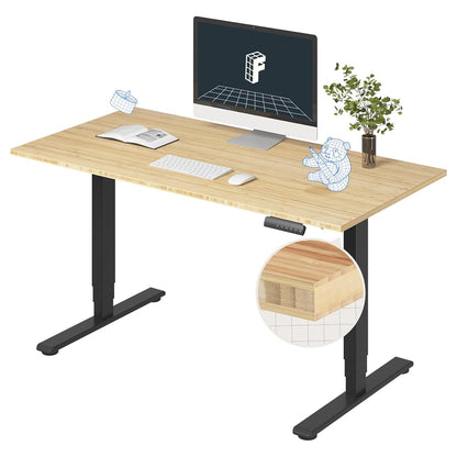FlexiSpot E6 Bamboo 3-Stage Dual Motor Electric Standing Desk 55 x 28 Sit Stand