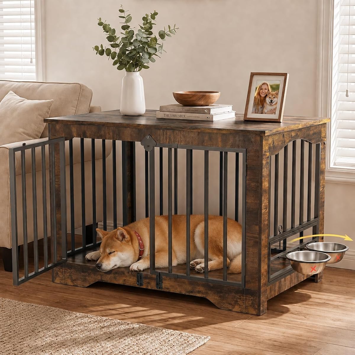 38 in Modern Farmhouse Dog Crate Furniture End Table
