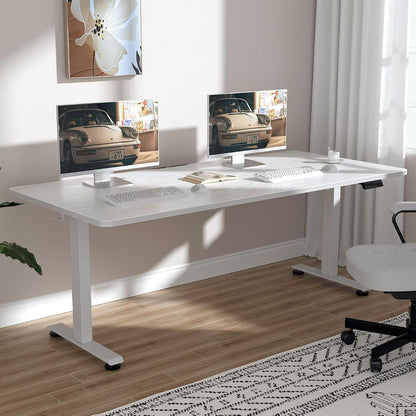 63×27.6 Inch Large Electric Standing Desk, Gaming Table, White