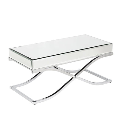 Ava Mirrored Coffee Table, Cocktail, Chrome