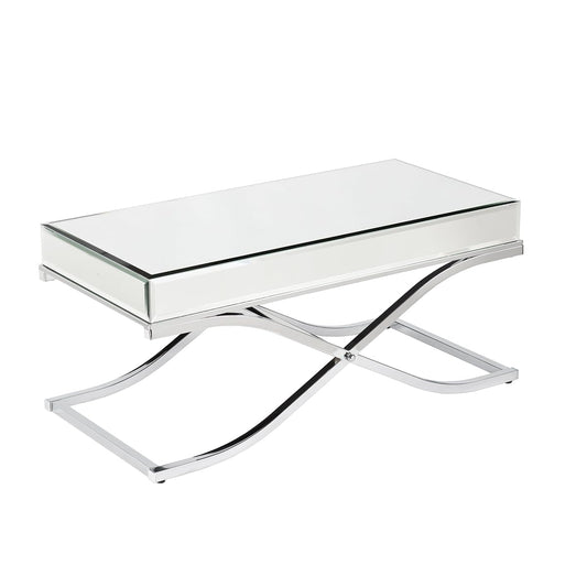 Ava Mirrored Coffee Table, Cocktail, Chrome