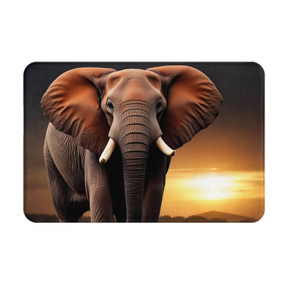 Elephant sunset non slip indoor door mat