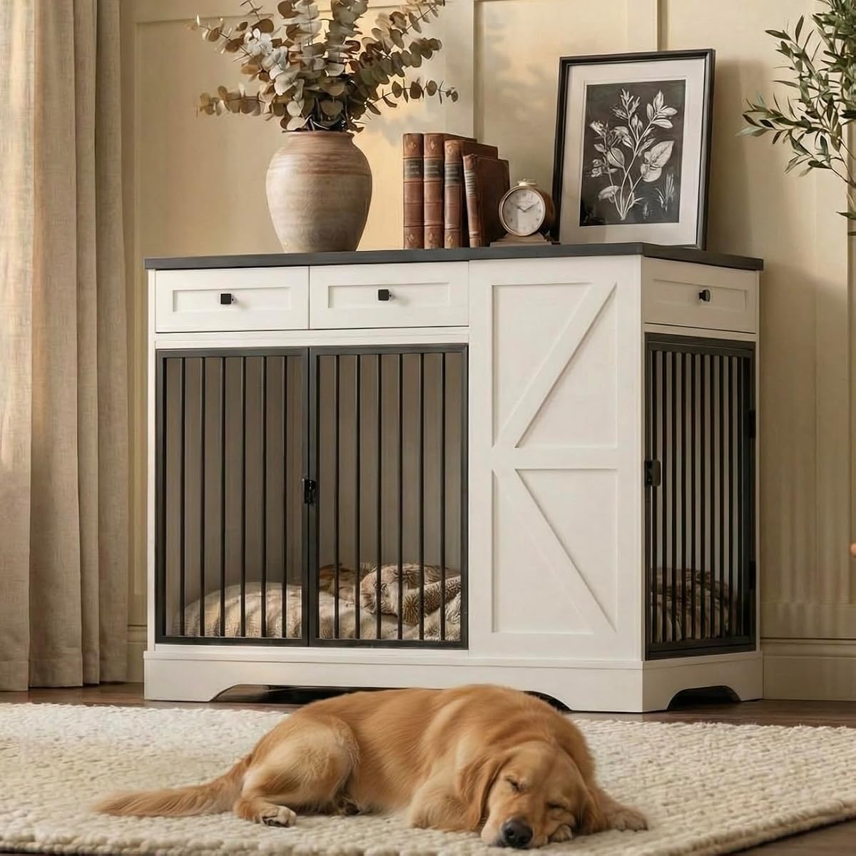 43.3 Inch Dog Crate Furniture with Storage