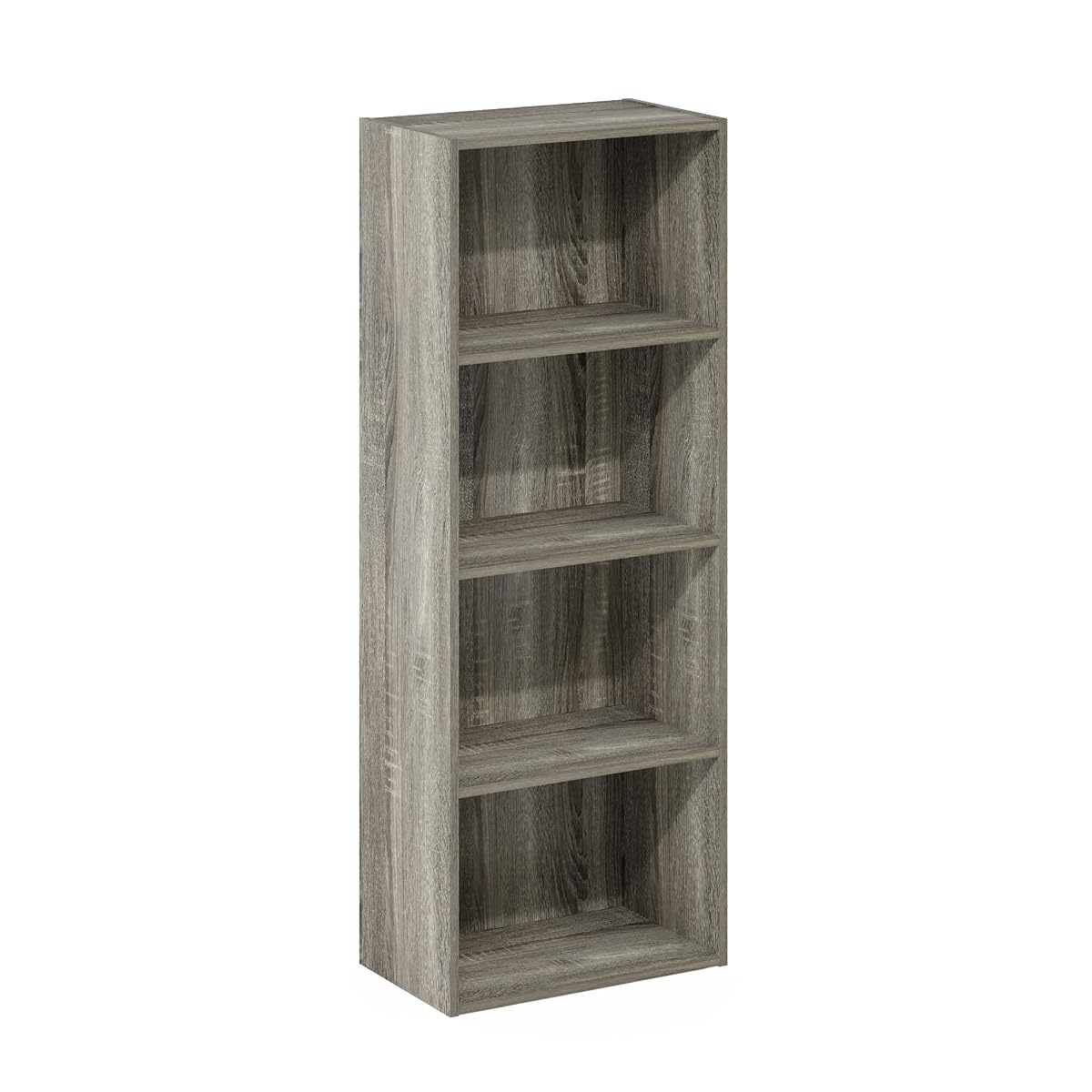 LUDER 4-Tier Book Shelf, Open Shelves Bookshelf, French Oak