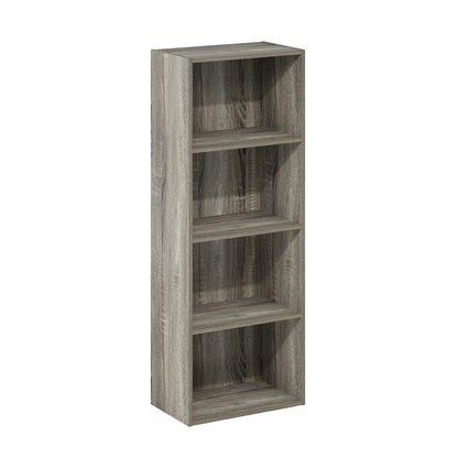 LUDER 4-Tier Book Shelf, Open Shelves Bookshelf, French Oak