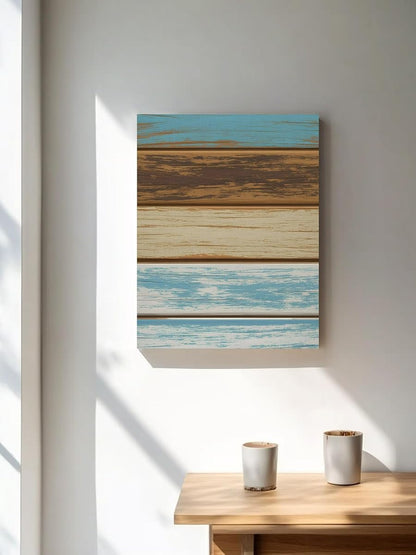 NuYeBiofx Wood in Turquoise Beige Canvas Wall Art Prints,48"x32" Framed Picture Artwork Rustic Farmhouse Background Printed Canvas Oil Painting for Living Room Bedroom Office,Ready to Hang