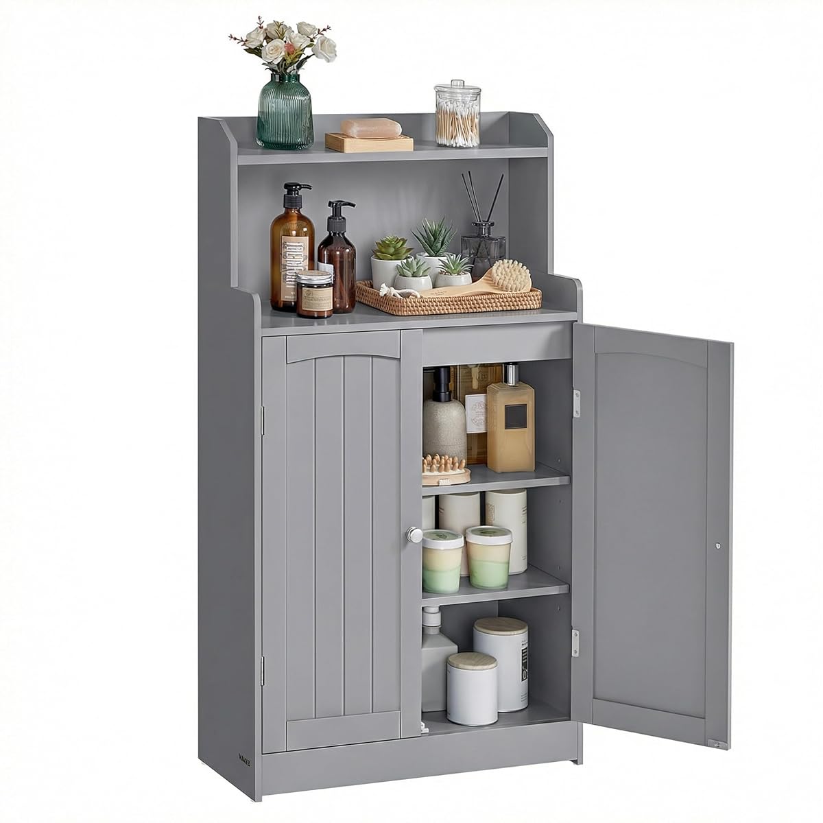 VASAGLE Bathroom Storage Cabinet, Bathroom Floor Cabinet with 2 Doors, 2 Adjustable Shelves, 11.8 x 23.6 x 39.4 Inches, Freestanding, for Dining Room, Kitchen, Living Room, Dove Gray BBC770GD01S