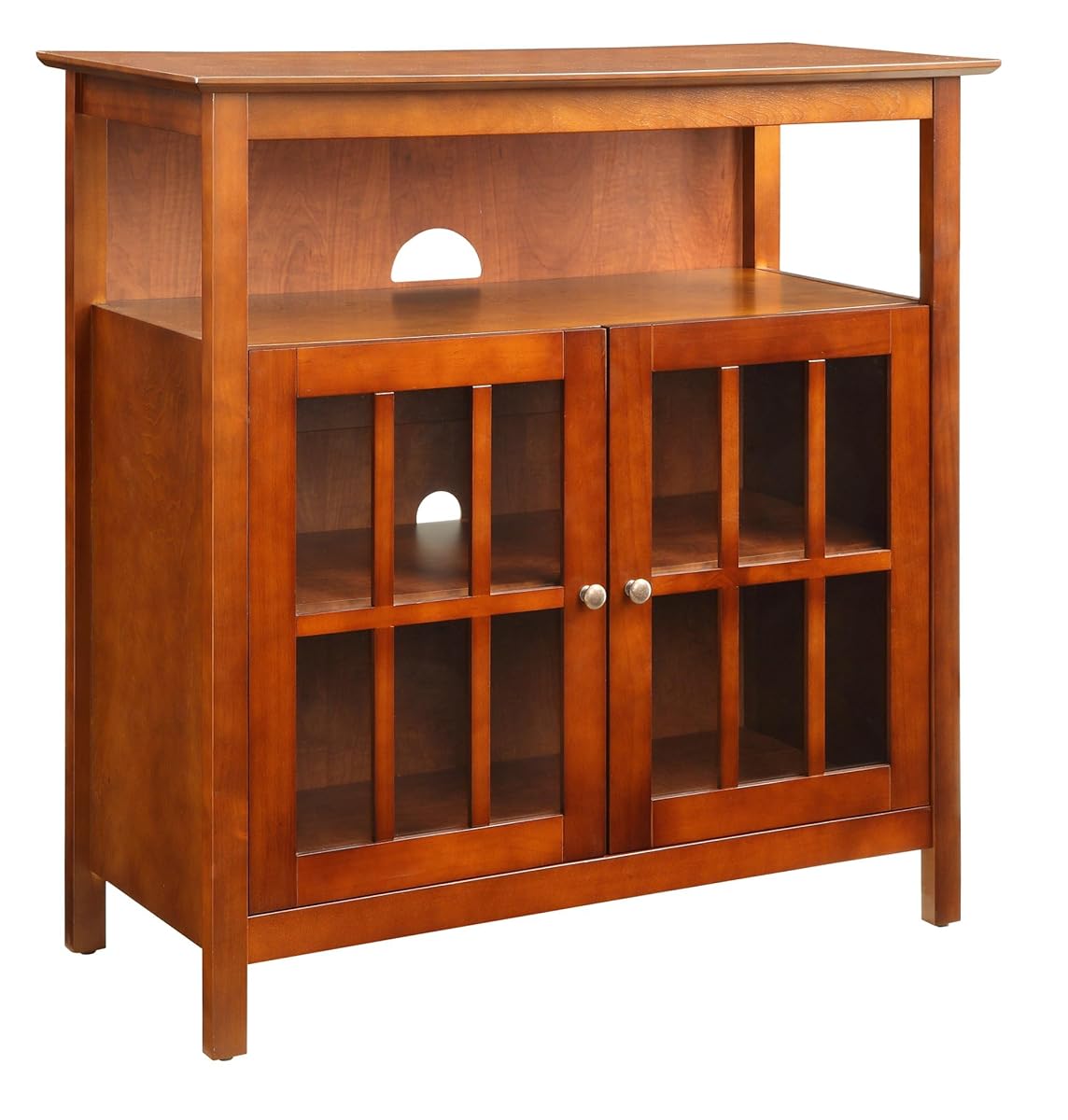 Big Sur Highboy TV Stand 36" - Modern Entertainment Center For TVs up to 40", Storage Cabinet for Dining, Living Room, & Entryway, Console Hall Table with Shelves, Cherry
