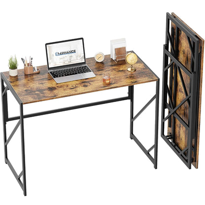 Folding Desk Writing Computer Desk for Home Office, No-Assembly Study Office Desk Foldable Table for Small Spaces
