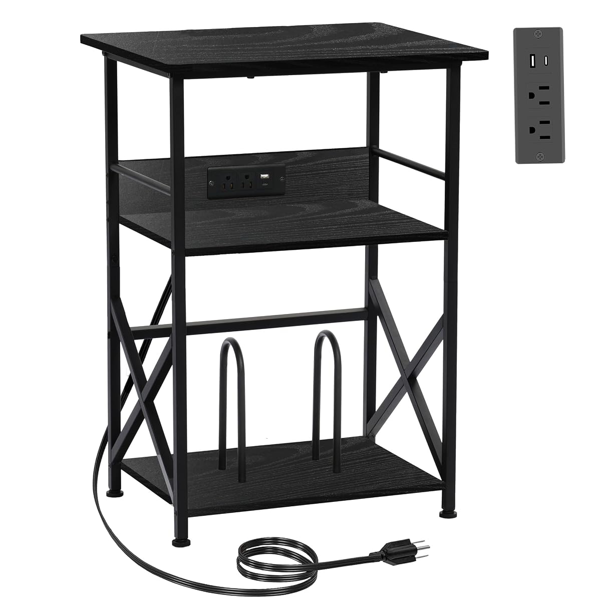 Record Player Stand with Charging Station