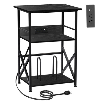 Record Player Stand with Charging Station
