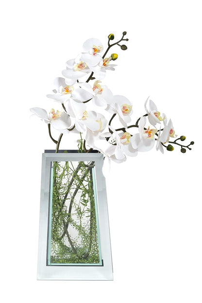 Flower Mirror Glass Vase - 13.5" Tall Tapered - Decorative Modern Floral Centerpiece Accent for Home Decor Living Room Bathroom, Kitchen, Fireplace, Shelf, Table, Entryway, Wedding