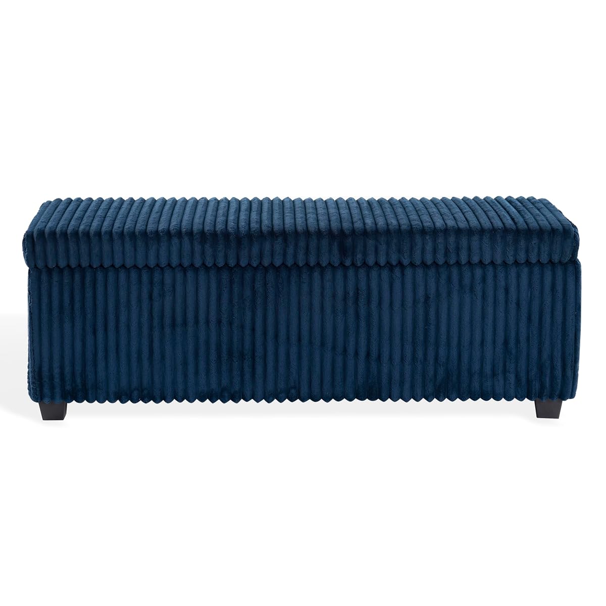 SAFAVIEH Couture Collection - Lynzie Navy Corduroy Storage Bench, Channel Tufted Upholstered Seat with Hidden Storage, Modern Accent Furniture (SFV6114C)