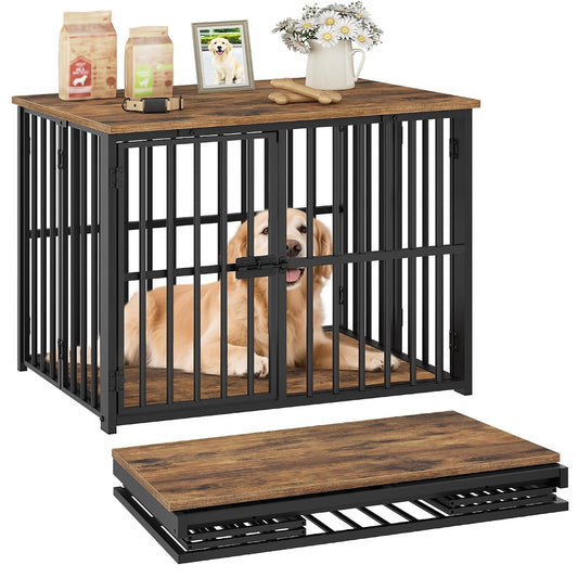 Foldable Dog Crate Furniture, 27.6" Dog Kennel for Dogs, No Assembly