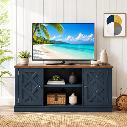 54 Inch TV Stand Entertainment Center with 2 Front Doors and 6 Shelves for TVs