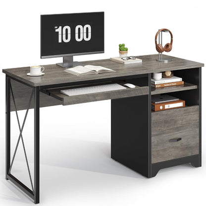 47 Inch Industrial Computer Desk with Drawers